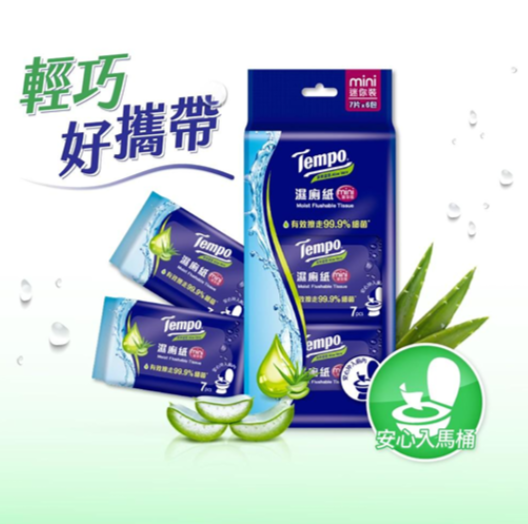 Tempo 蘆薈濕廁紙迷你裝 6包裝